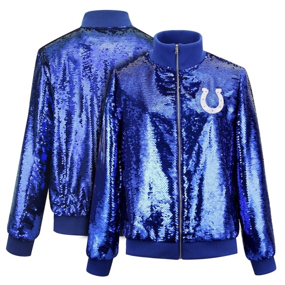 NFL Team Apparel Indianapolis Colts Sequin Full Zip Jack Blue Womens Plus 5X EUC - Picture 2 of 7
